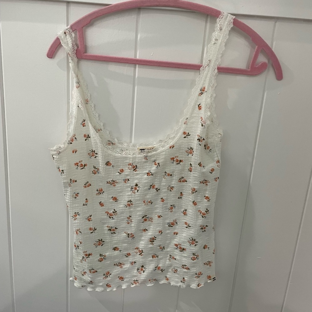 Billabong white floral tank top
